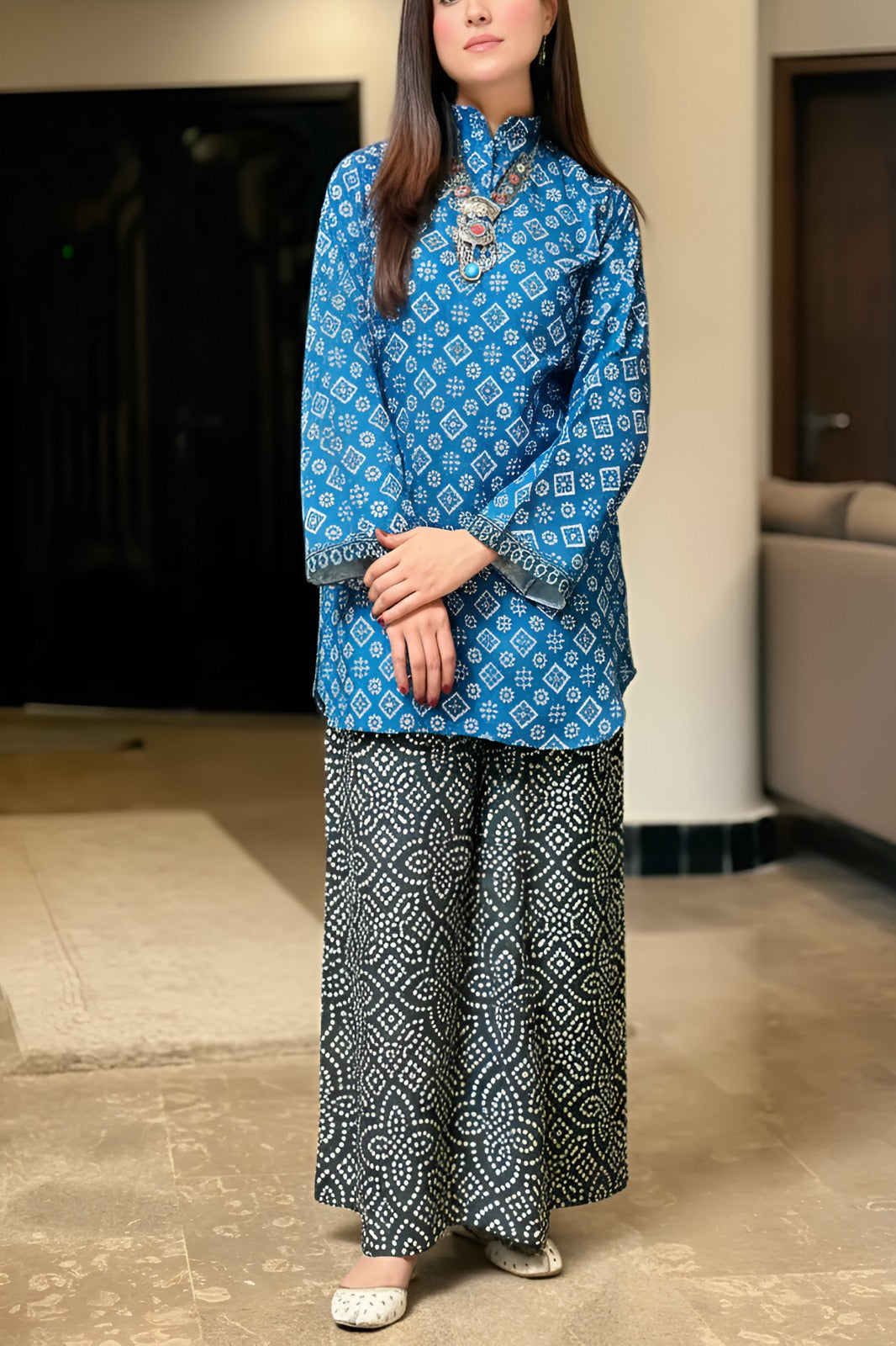 Stitched 2 Piece Printed Shirt & Printed Trouser -Design 19